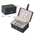 Dark green double-layer vintage jewelry organizer box with necklace hooks and ring slots - Dark Green