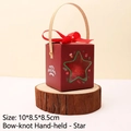 Red Christmas apple gift box with star window and ribbon handle, size 10x8.5x8.5cm - Ribbon Handle-Star (Red)