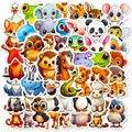 Dettaglio di adesivi animali impermeabili per decorazioni fai-da-te con colori vivaci - 50 Fogli Modello B