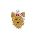 Yorkshire Terrier metal keychain pendant with enamel finish and red bow detail - 5 Yorkshire