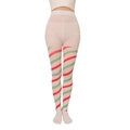 Detail of Christmas candy cane striped stockings with red and green spiral patterns - Red Green Striped Pattern Tights