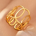 Bohemian hollow geometric layered golden stainless steel open ring for women - Gold Hollow Cage (C1489)