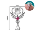 Silver stainless steel heart and wings ear stud with white zircon and teardrop pendant - Heart Wings Pendant Style (#15)