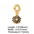 Gold plated flower heart bracelet with black enamel daisy pendant and zircon stone - Black Daisy Charm