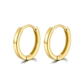 Polished S925 sterling silver hoop earrings in golden finish for women and men - Gold (Inner 12mm Outer 15mm)