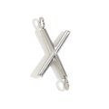 Silver stainless steel letter X pendant with double hanging loops for DIY jewelry - Letter X / Steel
