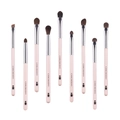 9-piece light pink eye makeup brush set with dark brown bristles and silver ferrules - 9Pcs Eye Brush Set Pearl Pink