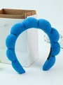 Blue sponge cloud headband in soft towel fabric with a small black hand made label - Blue