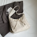 Chic cream white large capacity tote bag with decorative bow ties for women - Off White