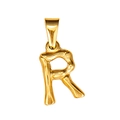 Bamboo style 18K gold plated stainless steel initial letter R pendant accessory - Letter R