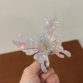 Elegante pinza para el pelo de mariposa en acetato con degradado de colores y pedrería - Floral Rosa Azul - Mariposa Hueca con Diamantes / Aprox. 8cm