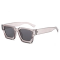 Chic square thick frame sunglasses in translucent grey-purple with dark grey lenses - Transparent Grey Frame Grey Lens