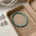 Chic natural turquoise bead bracelet with unique black marble texture for women - 4mm Turquoise Bracelet