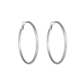 Polished silver stainless steel large hoop earrings in a minimalist round design - 50mm / Silver
