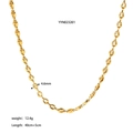 Dettaglio della collana a catena chicco di caffè da 4,6 mm in acciaio inox placcato oro - Collana a Forma di Chicco di Caffè (YYN023201)