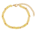 Bracelet minimaliste en pierres naturelles jaune-vert avec chaîne d'extension dorée réglable - Bracelet - Topaze