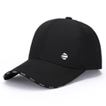 Schwarze Freizeit-Baseballkappe für Herren mit Sport-Metallschnalle und Krempendruck - Schwarz