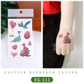 Glitter cartoon dinosaur temporary tattoos for kids featuring colorful T-Rex and pterosaur - EG-111 (Glitter Dinosaur)