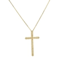 18k gold plated brass cross pendant necklace with sparkling white zircon stones - Gold Hollow Pave Cross (20240108C)