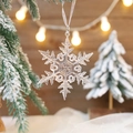 Transparent acrylic snowflake ornament with ribbon for Christmas tree decoration - 9cm / Leaf Snowflake (3 Pack)