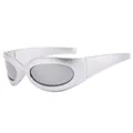Gafas de sol punk Y2K con montura ovalada plateada y lentes de color gris humo - Plateado