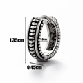 Detailed size guide of retro silver stainless steel hoop earring with embossed textures - Punk Embossing (S101)