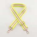 Adjustable wide canvas bag strap with neon yellow and khaki stripes and gold hooks - A30-3.8cm Wide (Gold Silk)