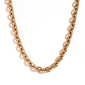 Chunky 18K gold plated stainless steel curb chain necklace for women in hip hop style - 7.2mm Cross Cut Chain (80cm+10cm) / Gold