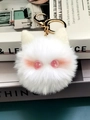 Portachiavi gatto in peluche bianco con occhi a stella rosa e chiusura a moschettone oro - Rosa