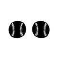 Minimalist stainless steel baseball stud earrings with white stitching pattern design - Baseball / Black
