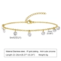 Detalle de la tobillera de acero chapada en oro con dijes de circonia de 2mm y 5mm - Tobillera Circonita Blanca 21+5cm