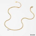 Sleek 2mm golden stainless steel snake chain necklace with lobster clasp for women - Necklace (D1246) / 2mm / Gold