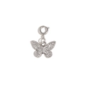 Polished silver stainless steel butterfly charm with embossed details for DIY jewelry - Butterfly Pendant - Steel Color
