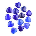 Polished heart-shaped dark blue gemstone crystals set of 12 pieces on white background - Blue Agate
