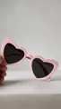 Chic pink heart-shaped sunglasses for women featuring stylish dark polarized lenses - Pink Frame Gray Lens