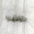 Silver rectangle hair clip with vertical ripple texture and metallic finish - 15# Silver (Vertical Striped Serrated)