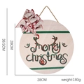28cm round wooden Merry Christmas door sign with buffalo plaid bow and jute rope hanger - Style B (Red Black Plaid Bow)