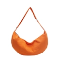 Japanese style nylon crescent crossbody bag in vibrant orange with adjustable strap - Orange
