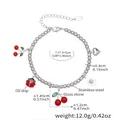 Kralenarmband van roestvrij staal met kersen- en madeliefjeshangers in 18k goud verguld - Staalkleur / 17.5+5CM