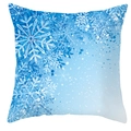 Close-up of blue square pillowcase featuring detailed snowflake and dot pattern design - Blue Snowflake with Snow Dots