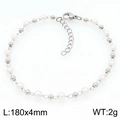 Bracciale minimalista in acciaio inossidabile con perle bianche e sfere d'argento - Bracciale con Perle Argento (KB203720-Z)