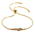 Bracelet ajustable en maille serpent plaqué or 18K avec une pierre de zircon bleu - Or-Zircone Bleu Tanzanite