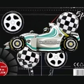 5pcs racing theme foil balloon set with race car, checkered flags and tire patterns - Green Racing Car Set 1 (5pcs)