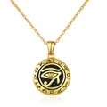 Collier en acier inoxydable doré avec pendentif circulaire vintage Oeil d'Horus - Style Hieroglyphique Oeil De Horus (No.10)
