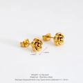 Vintage French style 3D rose flower stud earrings in polished golden stainless steel - Gold (Small)