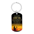 Silver keychain with rectangular pendant featuring mother and daughter silhouette gift - CW0042 Mom Silhouette Text