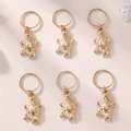 Set of six golden metal hair rings featuring detailed turtle pendants for braids - Sea Turtle Style (YSH3637haigui) / Set of 6