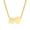 Elegant 18K gold-plated stainless steel necklace with letter M and heart charm - Gold - Letter M