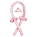 Pink tie-dye heatless hair curler set with satin scrunchies and transparent claw clip - Tie-Dye Peach Pink (1 Curler + 2 Scrunchies + 1 Clip)
