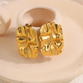 Elegant 18k gold plated titanium steel earrings featuring irregular pleated metal texture - Textured Wrinkled Geometric